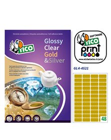 Etichetta adesiva GL4 sagomata oro satinata 100fg A4 45x21mm (48et/fg) Tico
