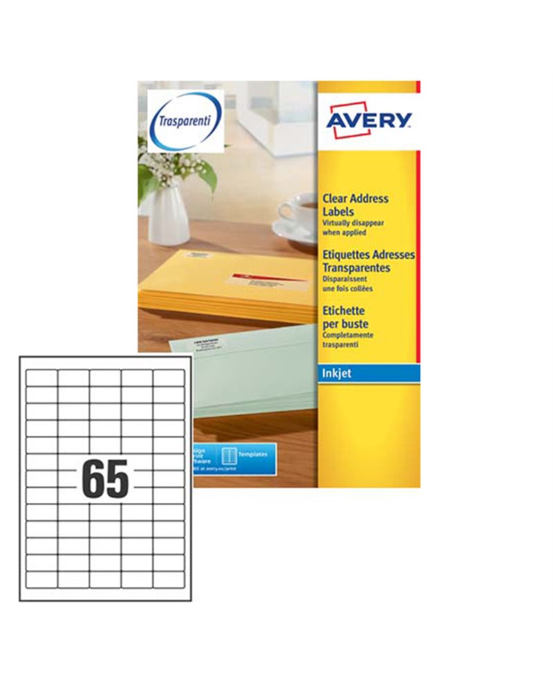 Etichetta adesiva J8651 bianca 25fg A4 38,1X21,2mm (65et/fg) inkjet Avery