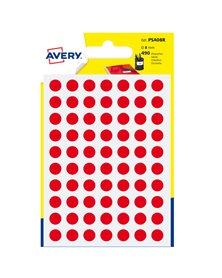 Blister 490 etichetta adesiva tonda PSA rosso Ã˜8mm Avery