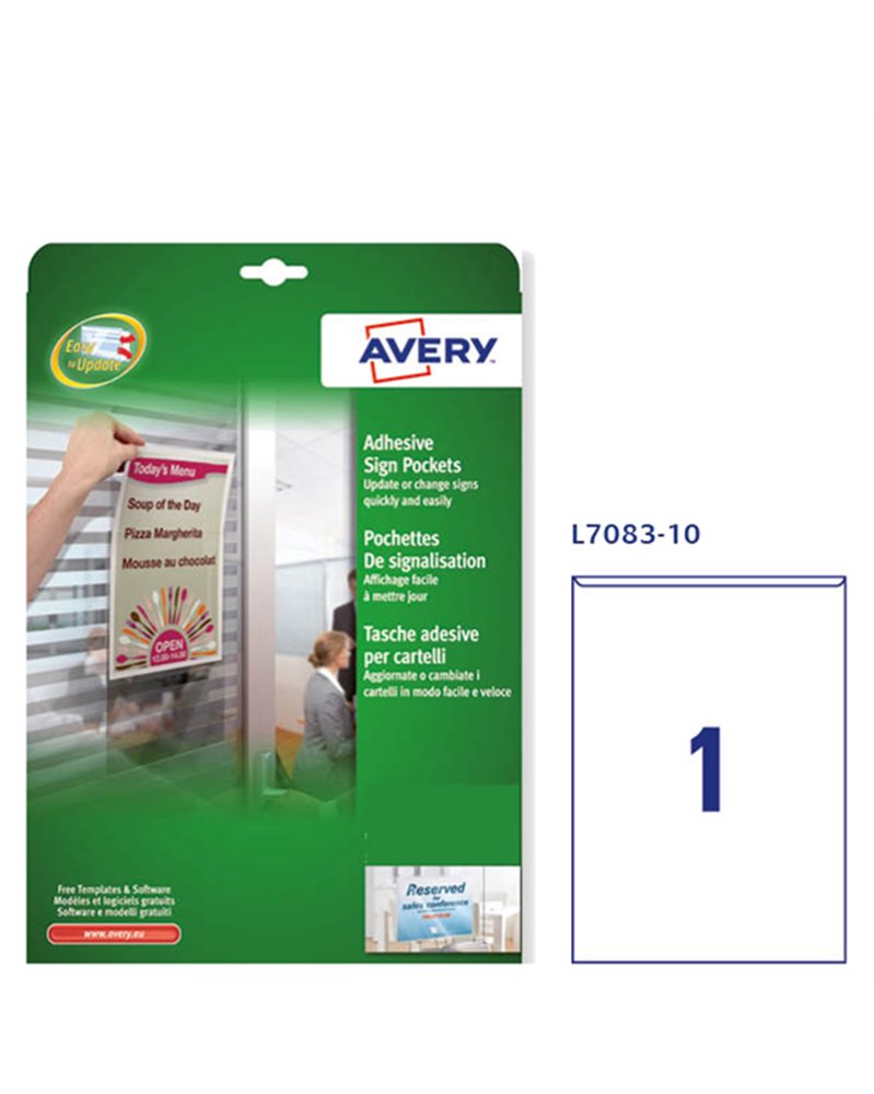 Conf. 10 Tasche adesive A4-21x29,7cm L7083 Avery