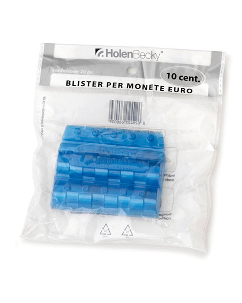 Blister 20 Portamonete in PVC 10cent blu