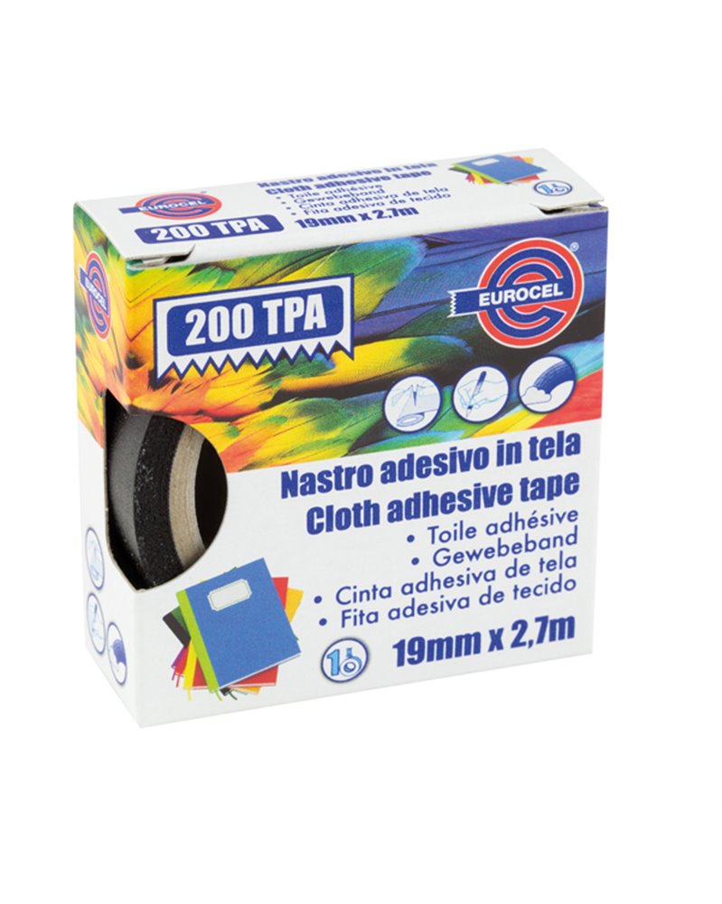 Nastro adesivo telato TPA nero 200 19mmx2,7mt Eurocel Nastro adesivo telato TPA nero 200 19mmx2,7mt Eurocel