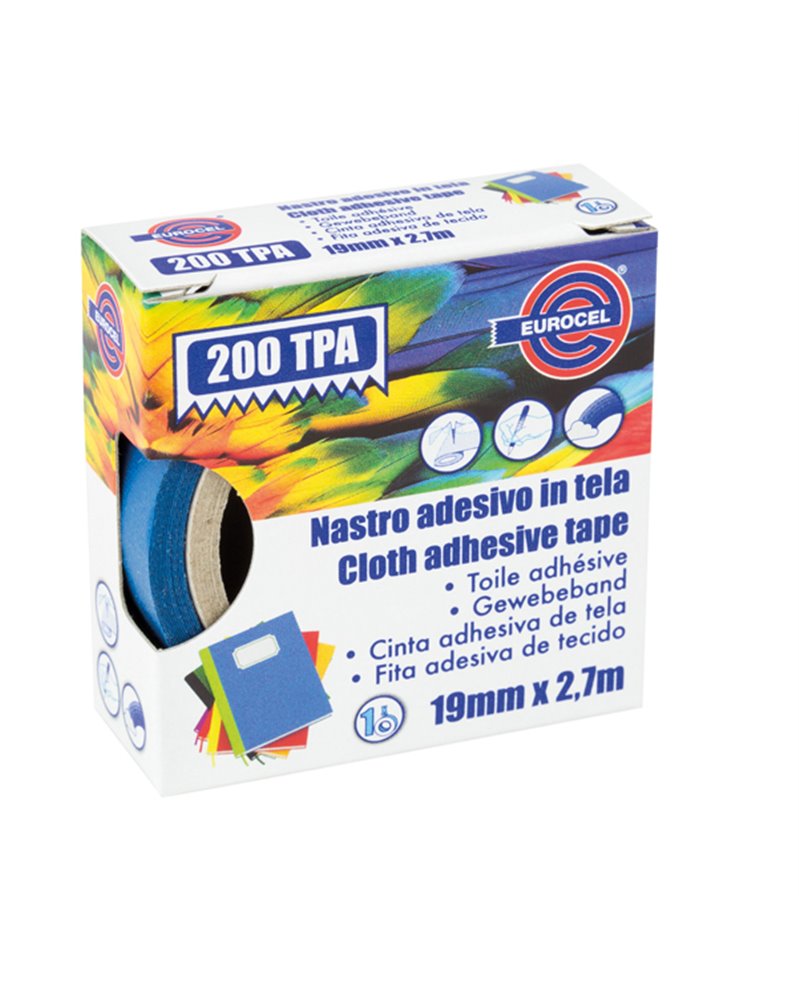 Nastro adesivo telato TPA blu 200 19mmx2,7mt Eurocel