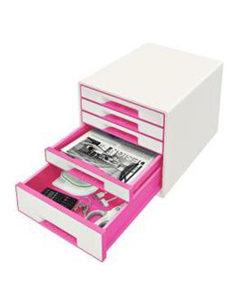 Cassettiera drawer Cabinet CUBE 5 bianco/fucsia Leitz