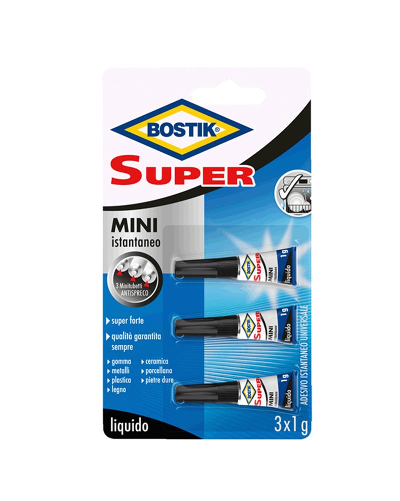 Colla istantanea universale Bostik Super Mini Blister 3x1g Colla istantanea universale Bostik Super Mini Blister 3x1g