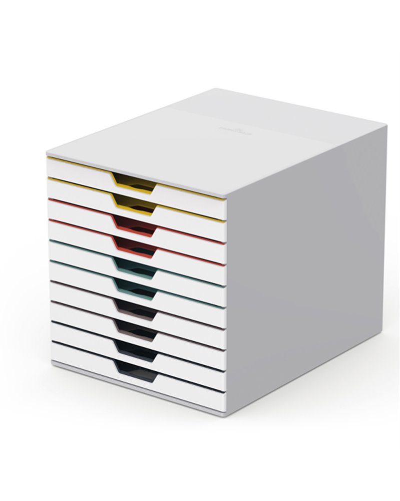 Cassettiera 10 cassetti colorati Varicolor mix10 bianco ghiaccio Durable