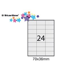 Etichetta adesiva bianca 100fg A4 70x36mm (24et/fg) STARLINE