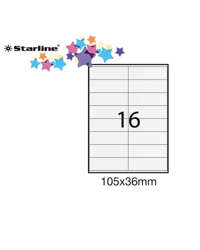 Etichetta adesiva bianca 100fg A4 105x36mm (16et/fg) STARLINE