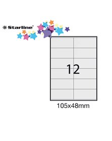 Etichetta adesiva bianca 100fg A4 105x48mm (12et/fg) STARLINE