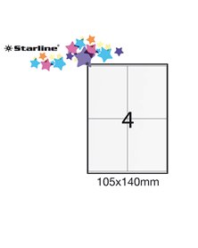 Etichetta adesiva bianca 100fg A4 105x140mm (4et/fg) STARLINE