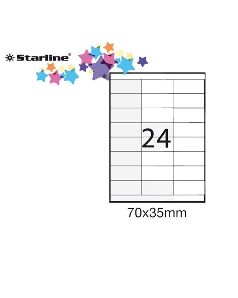 Etichetta adesiva bianca 100fg A4 70x35mm (24et/fg) STARLINE