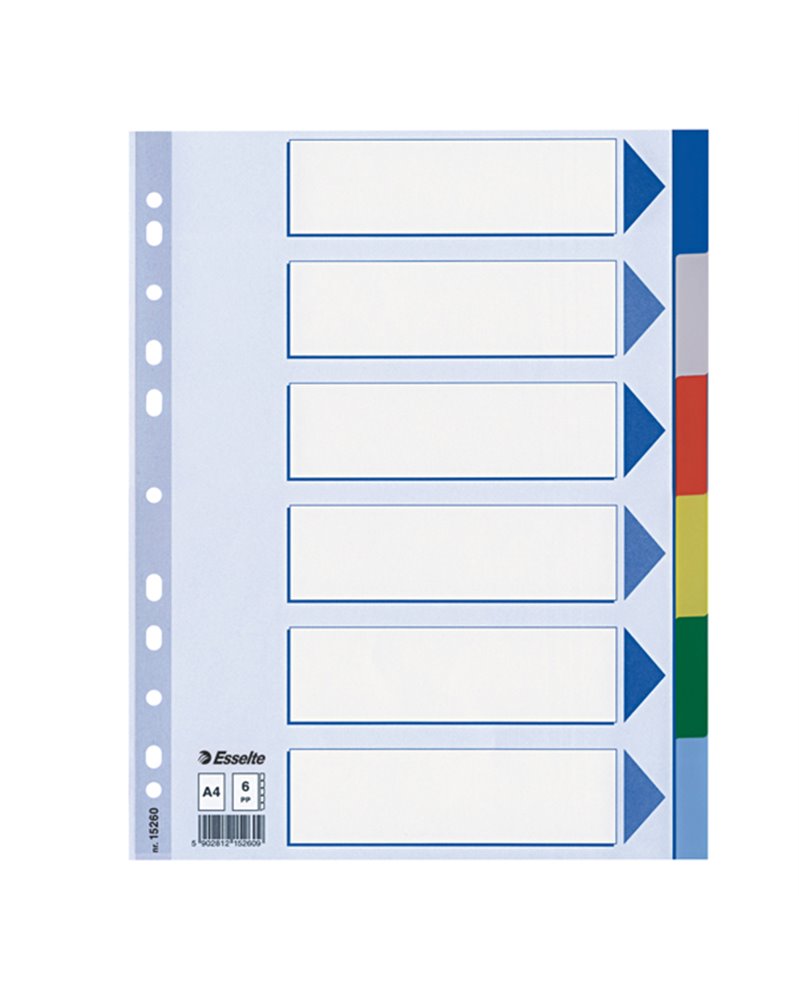 Separatore neutro in PPL 6 tasti colorati f.to A4 ESSELTE
