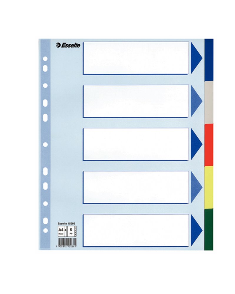 Separatore neutro in PPL 5 tasti colorati f.to A4 MAXI 24,5x29,7cm ESSELTE