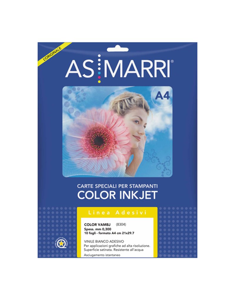 VINILE INKJET A4 ADESIVO BIANCO PERMANENTE 10fg MARRI