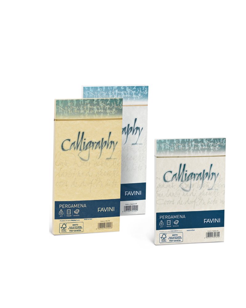 25 buste CALLIGRAPHY PERGAMENA 110x220mm 90gr bianco FAVINI