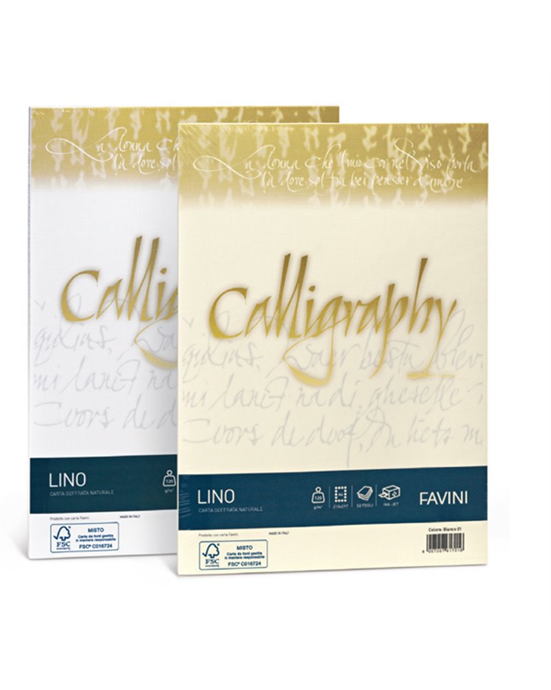 Carta CALLIGRAPHY LINO 200gr A4 50fg bianco 01 FAVINI