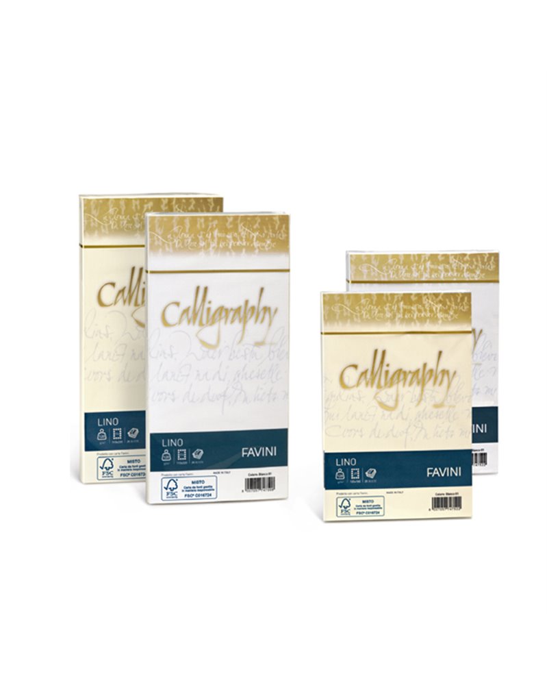25 buste CALLIGRAPHY LINO 120gr 110x220mm avorio FAVINI