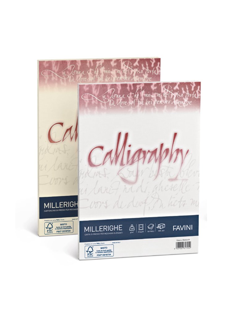 Carta CALLIGRAPHY MILLERIGHE 100gr A4 50fg bianco 01 FAVINI