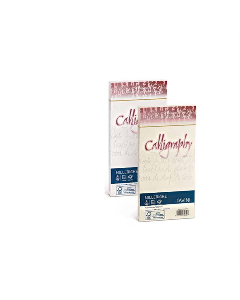 25 BUSTE CALLIGRAPHY MILLERIGHE 110X220MM 100GR 01 BIANCO