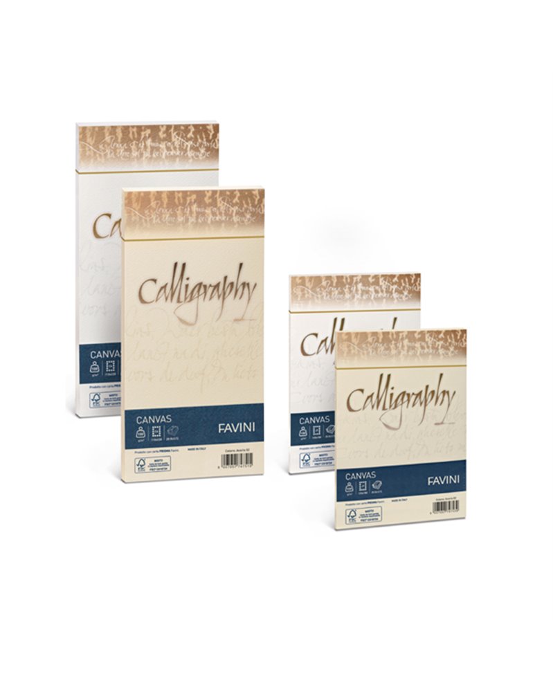 25 BUSTE CALLIGRAPHY CANVAS 120X180MM 100GR 01 BIANCO