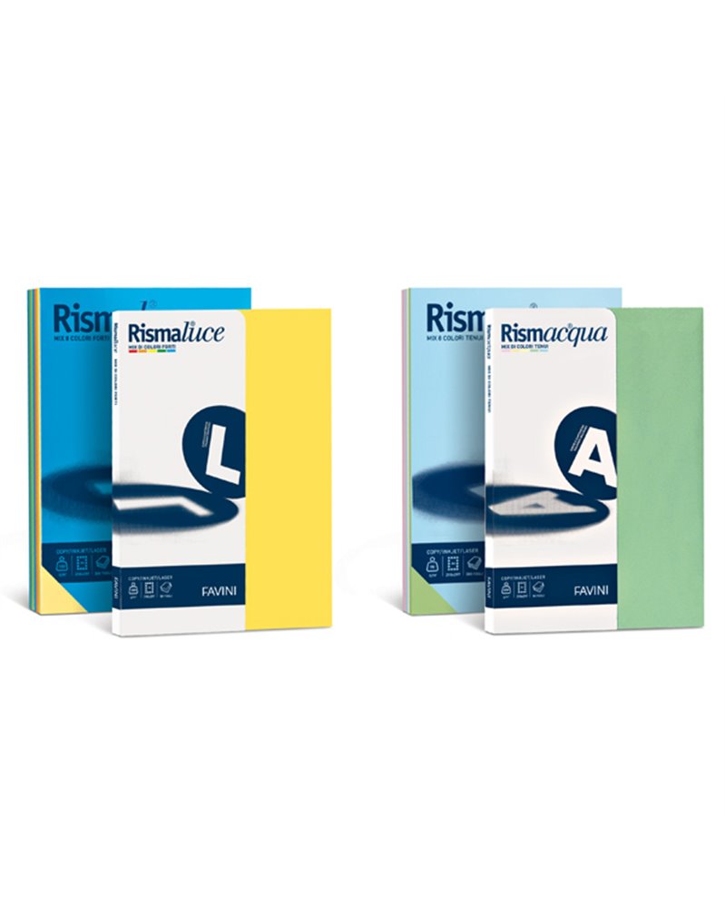 Carta RISMALUCE 200gr A4 125fg mix 8 colori FAVINI Carta RISMALUCE 200gr A4 125fg mix 8 colori FAVINI