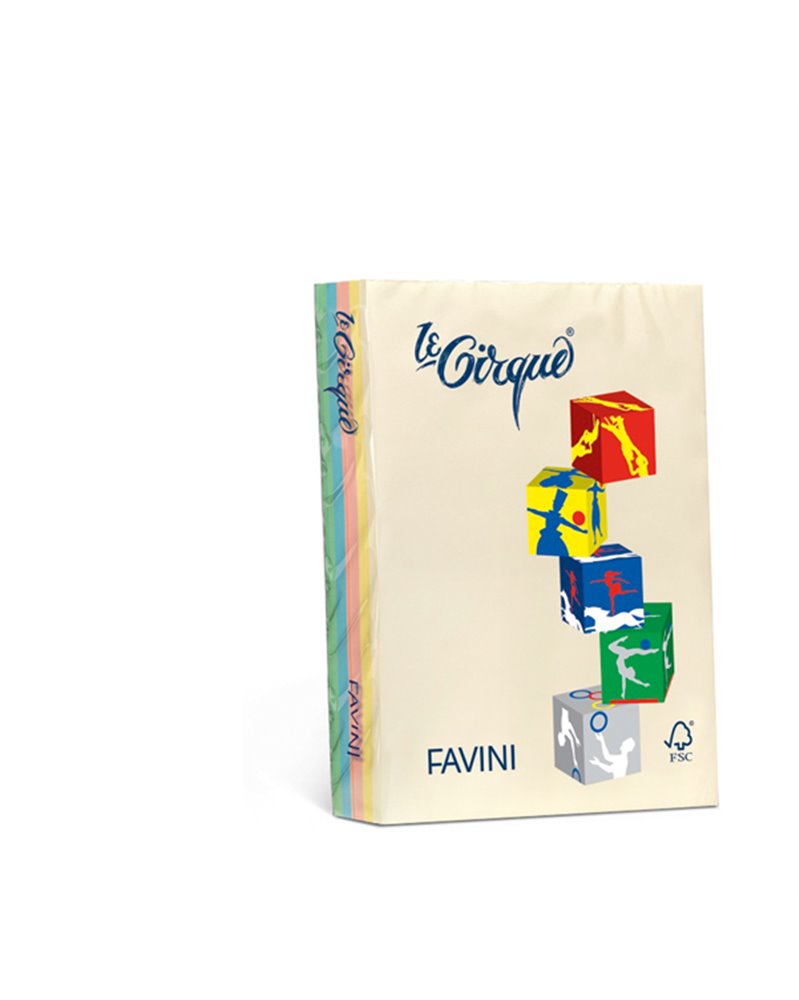 Carta LECIRQUE A4 80gr 500fg mix 5 colori pastello FAVINI Carta LECIRQUE A4 80gr 500fg mix 5 colori pastello FAVINI
