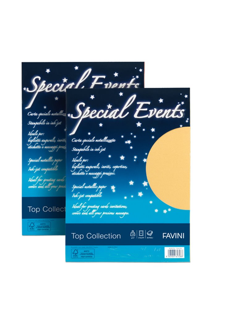 Carta metallizzata SPECIAL EVENTS A4 20fg 120gr azzurro FAVINI