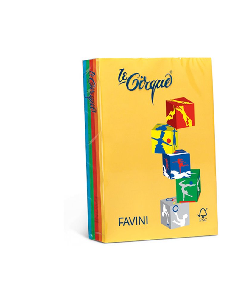 Carta LECIRQUE A4 160gr 250fg mix 5 colori intensi FAVINI Carta LECIRQUE A4 160gr 250fg mix 5 colori intensi FAVINI