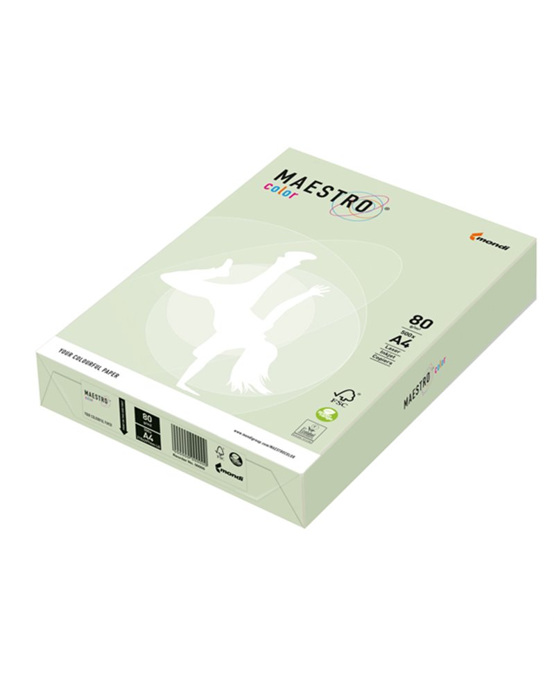 CARTA MAESTRO COLOR A4 210x297mm 80gr 500fg VERDE TENUE GN27 MONDI