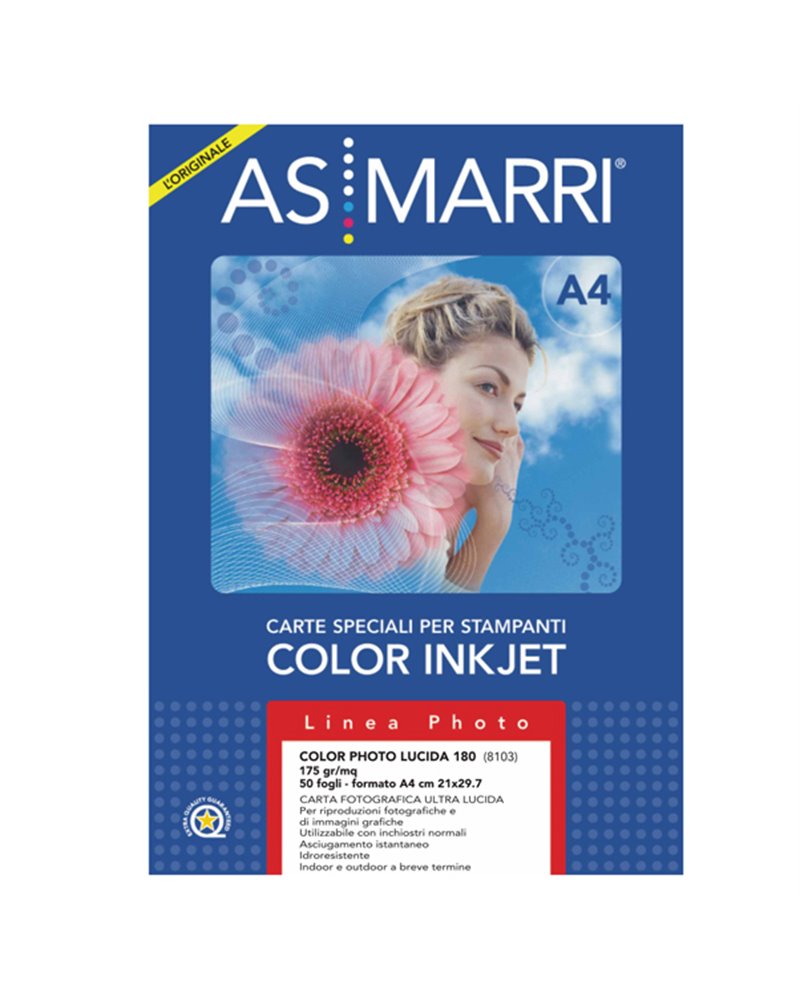 CARTA INKJET A4 180GR 50FG COLOR PHOTO LUCIDA 8103 MARRI CARTA INKJET A4 180GR 50FG COLOR PHOTO LUCIDA 8103 MARRI