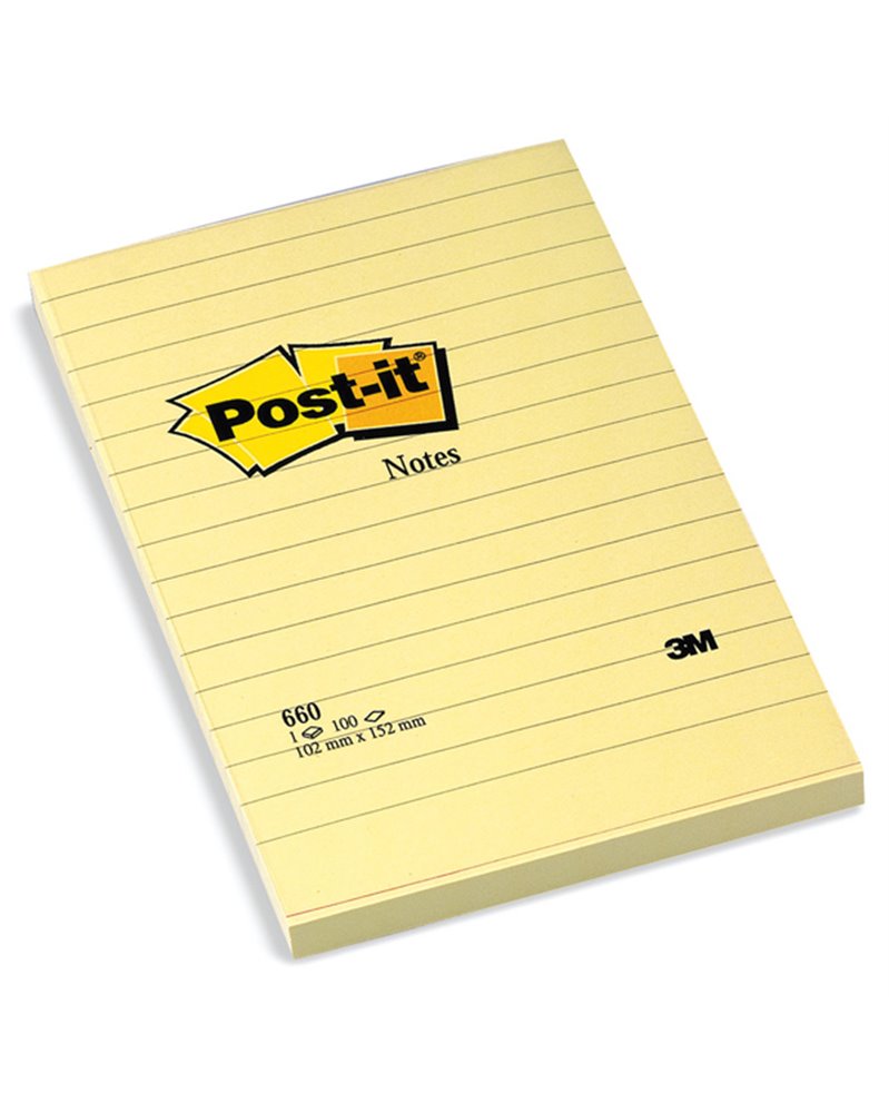 BLOCCO 100fg Post-itÂ® Giallo Canaryâ„¢ 102x152mm GIALLO A RIGHE 660