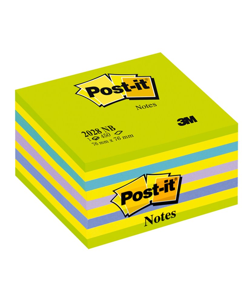 BLOCCO CUBO 450foglietti Post-itÂ® 76x76mm 2028-NB NEON BLU/VERDE