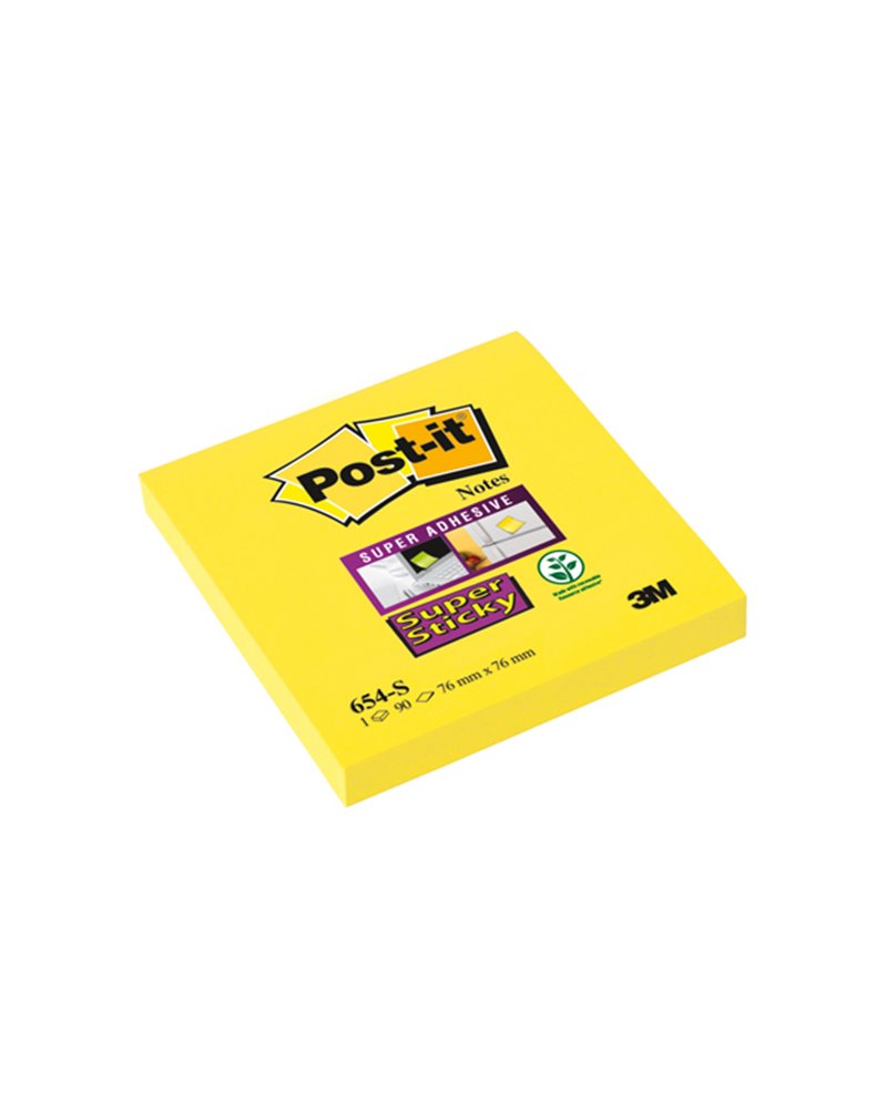 BLOCCO 90foglietti Post-itÂ® Super Sticky 654-S 76x76mm GIALLO ORO