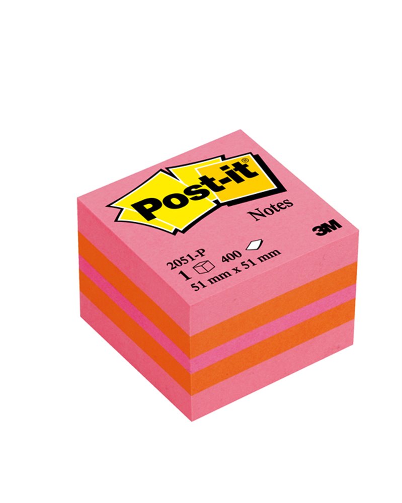 BLOCCO MINICUBO 400foglietti Post-itÂ® 51x51mm 2051-P ROSA/ARANCIO