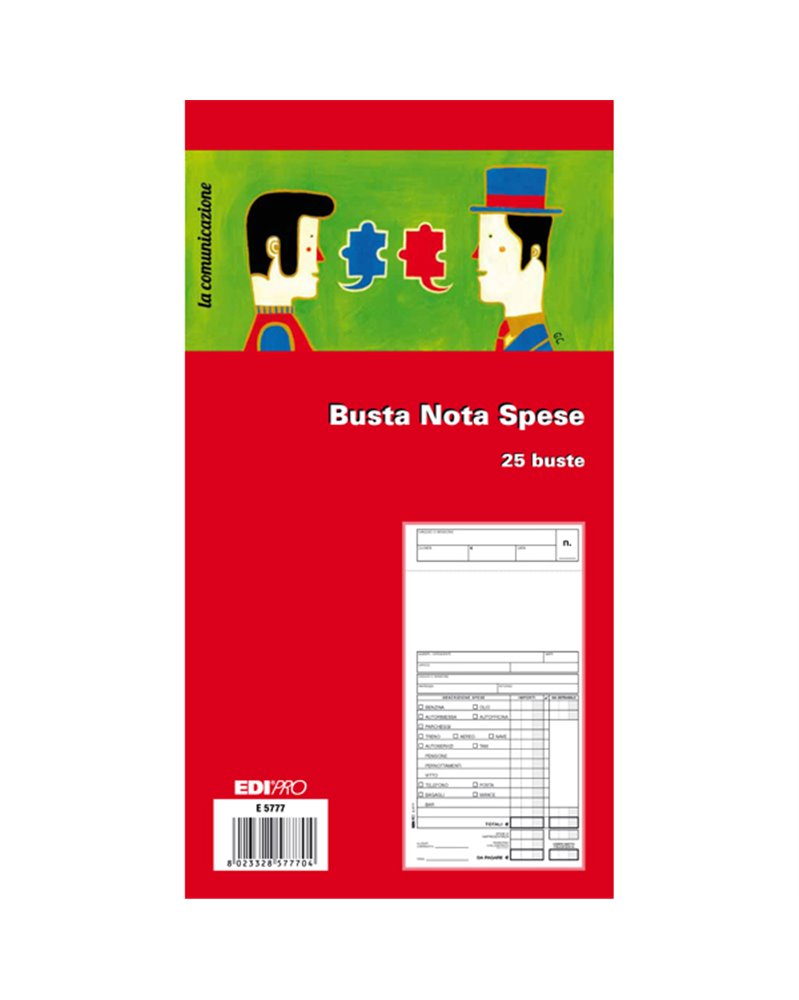 BLOCCO 25 BUSTE NOTA SPESE 28X15CM E5777 EDIPRO