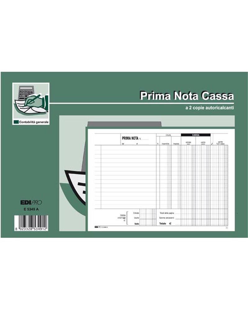 BLOCCO PRIMA NOTA CASSA 50/50 FOGLI AUTORIC. 14,8X23 E5349A