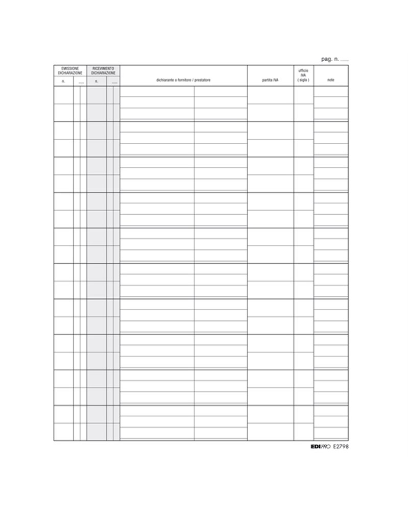 REGISTRO DICHIARAZIONE ESPORTATORI 31X24 100FG E2798