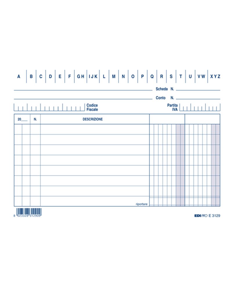 100 SCHEDE 2 COLONNE ORIZZONTALE 10.5X15CM E3129BL EDIPRO