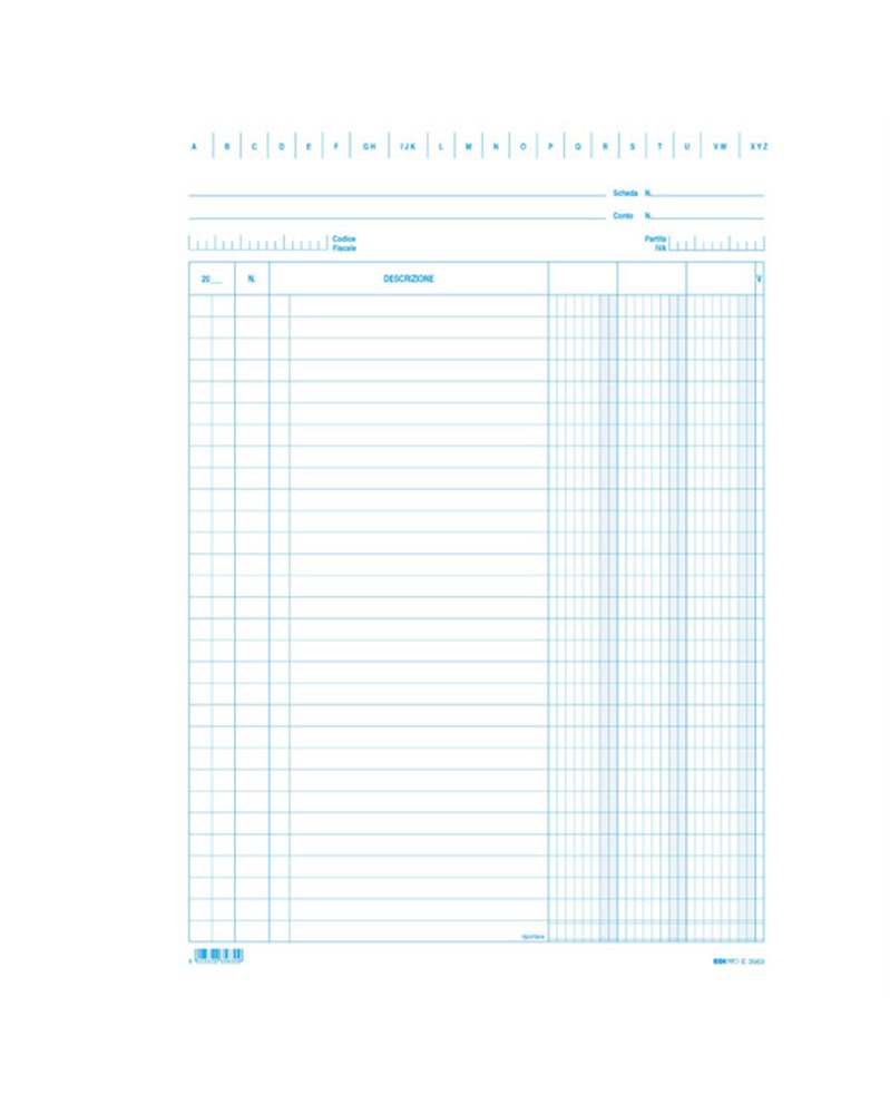 100 SCHEDE 2 COLONNE VERTICALE 21X15CM E3329BL EDIPRO