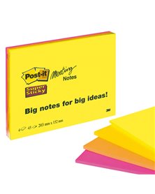 BLOCCO 45foglietti Post-itÂ® Super Sticky 203x152mm MEETING NOTE NEON 6845-SSP