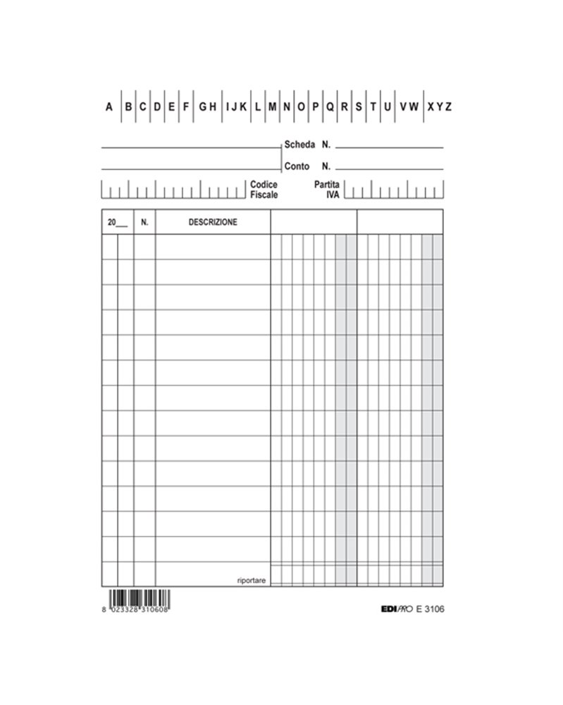 100 SCHEDE 2 COLONNE VERTICALE 15X10.5CM E3106BL EDIPRO