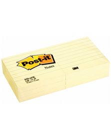 BLOCCO 100fg Post-itÂ® Giallo Canaryâ„¢ 76x76mm GIALLO A RIGHE 630-6PK