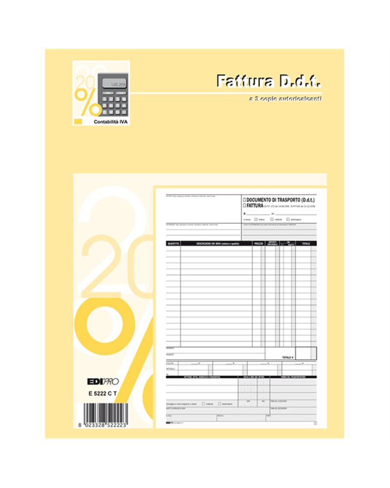 BLOCCO DDT/FATTURA 29.7X22CM 33fg 3 copie AUTORIC. E5222CT