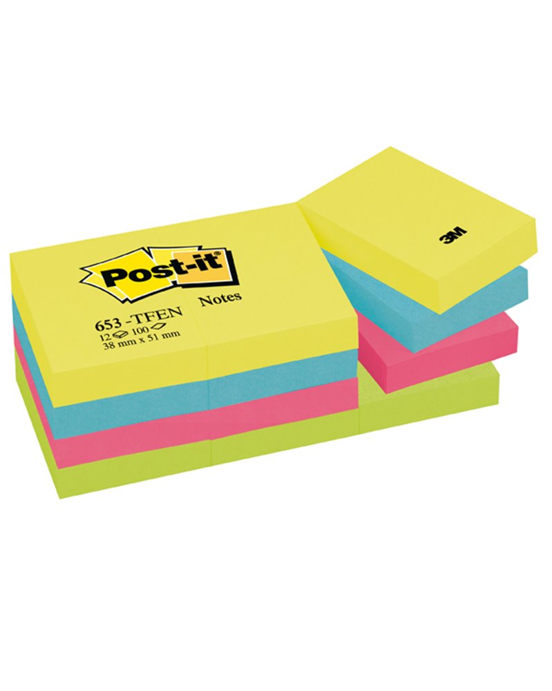 BLOCCO 100foglietti Post-itÂ® 38x51mm 653-TFEN ENERGY 72GR ASSORTITO