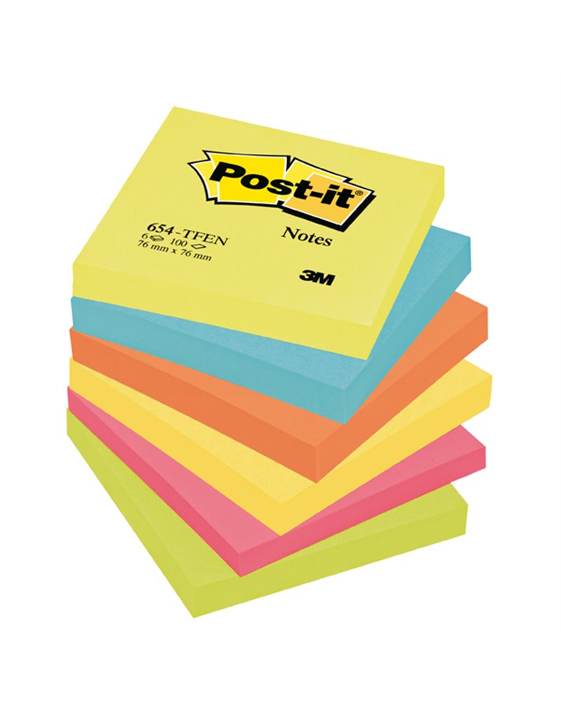 BLOCCO 100foglietti Post-itÂ® 76x76mm 654-TFEN ENERGY 72GR ASSORTITO