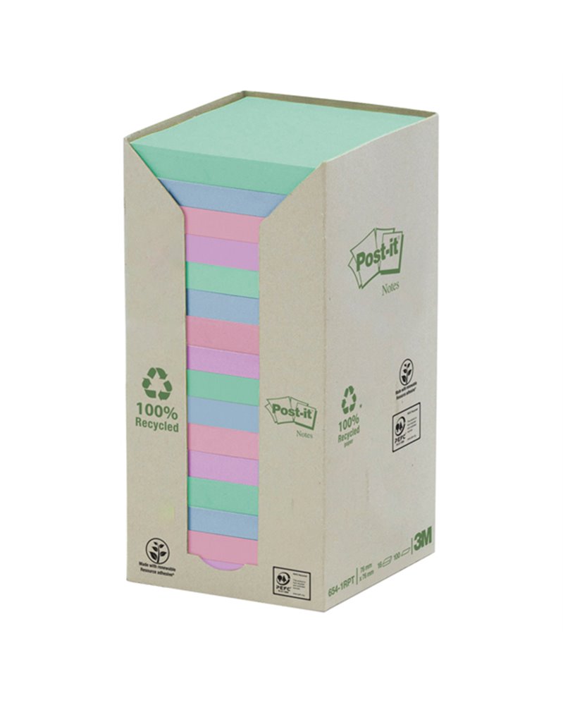 BLOCCO 100foglietti Post-itÂ® Notes Green 76x76mm 654-1GB NATURAL