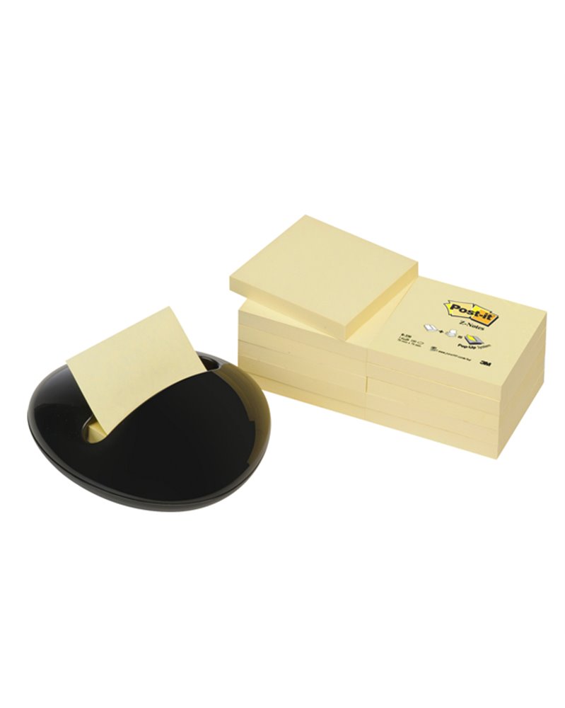 DISPENSER STONE NERO+12 RICARICHE 100fg Post-itÂ® Z-Notes 76x76mm Giallo Canaryâ„¢