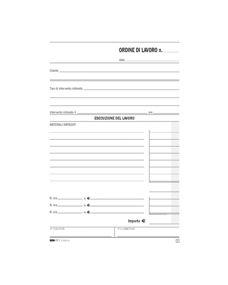 BLOCCO ORDINE DI LAVORO (INTERV. A DOMICILIO) 50x2RIC 23x15cm E5663A