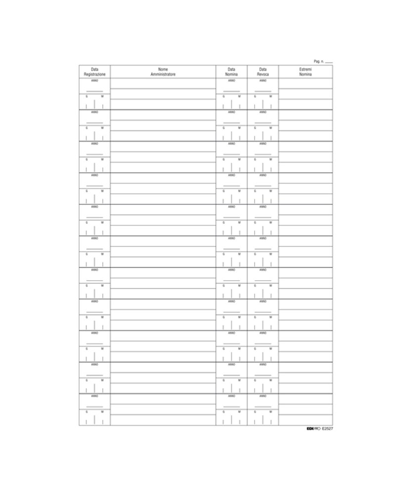 REGISTRO NOMINA/REVOCA AMMINISTRATORE 297X210mm 16PAG E2527