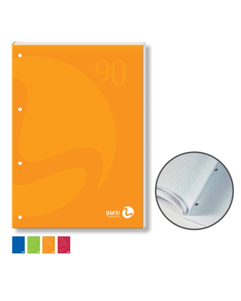 BLOCCO NOTES COLLATO lato lungo A4 4fori 90gr 50fg 5mm cop.250gr BM